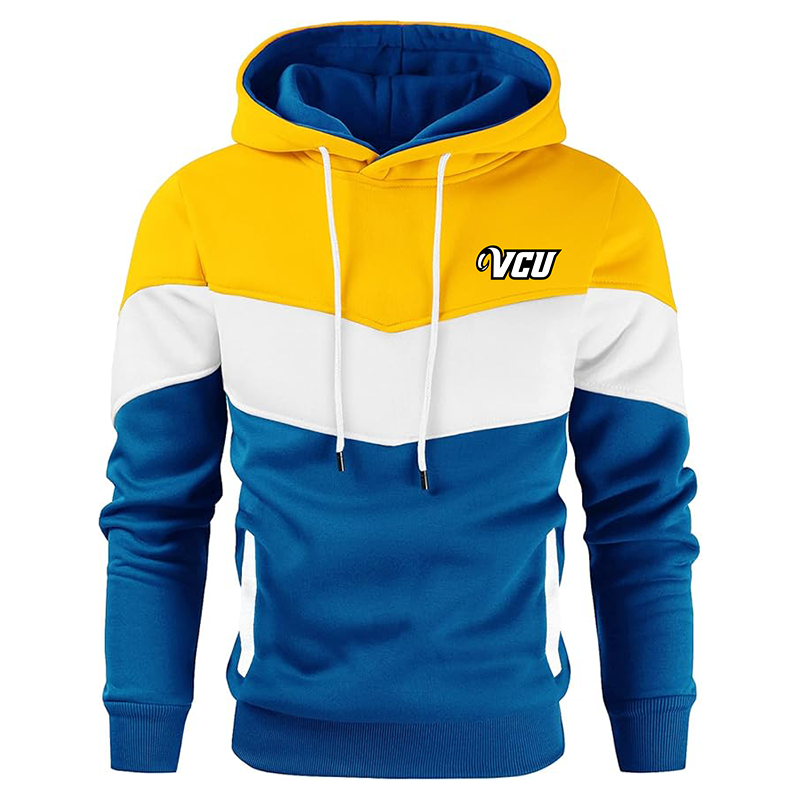 Men's Virginia Commonwealth Rams Gesean Novelty Color Block Pullover Fleece Hoodie Long Sleeve Casual Sweatshirt with Pocket