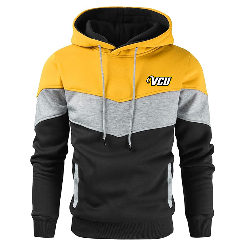 Men's Virginia Commonwealth Rams Gesean Novelty Color Block Pullover Fleece Hoodie Long Sleeve Casual Sweatshirt with Pocket