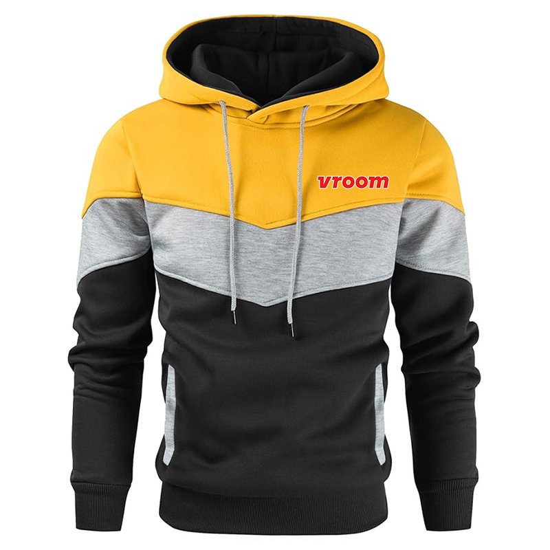 Men's Vroom Gesean Novelty Color Block Pullover Fleece Hoodie Long Sleeve Casual Sweatshirt with Pocket