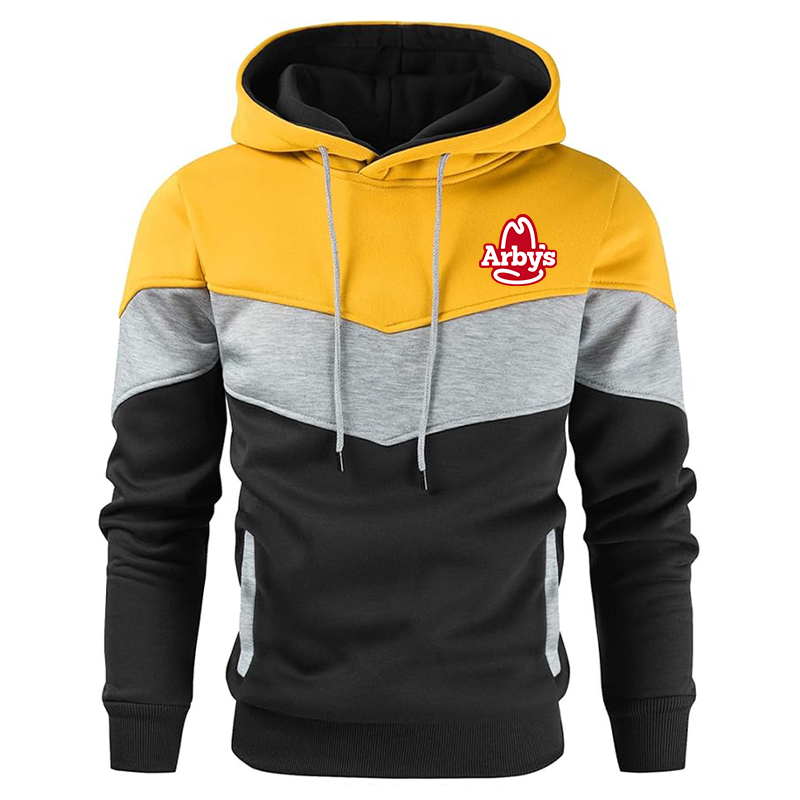 Men's Arbys Gesean Novelty Color Block Pullover Fleece Hoodie Long Sleeve Casual Sweatshirt with Pocket