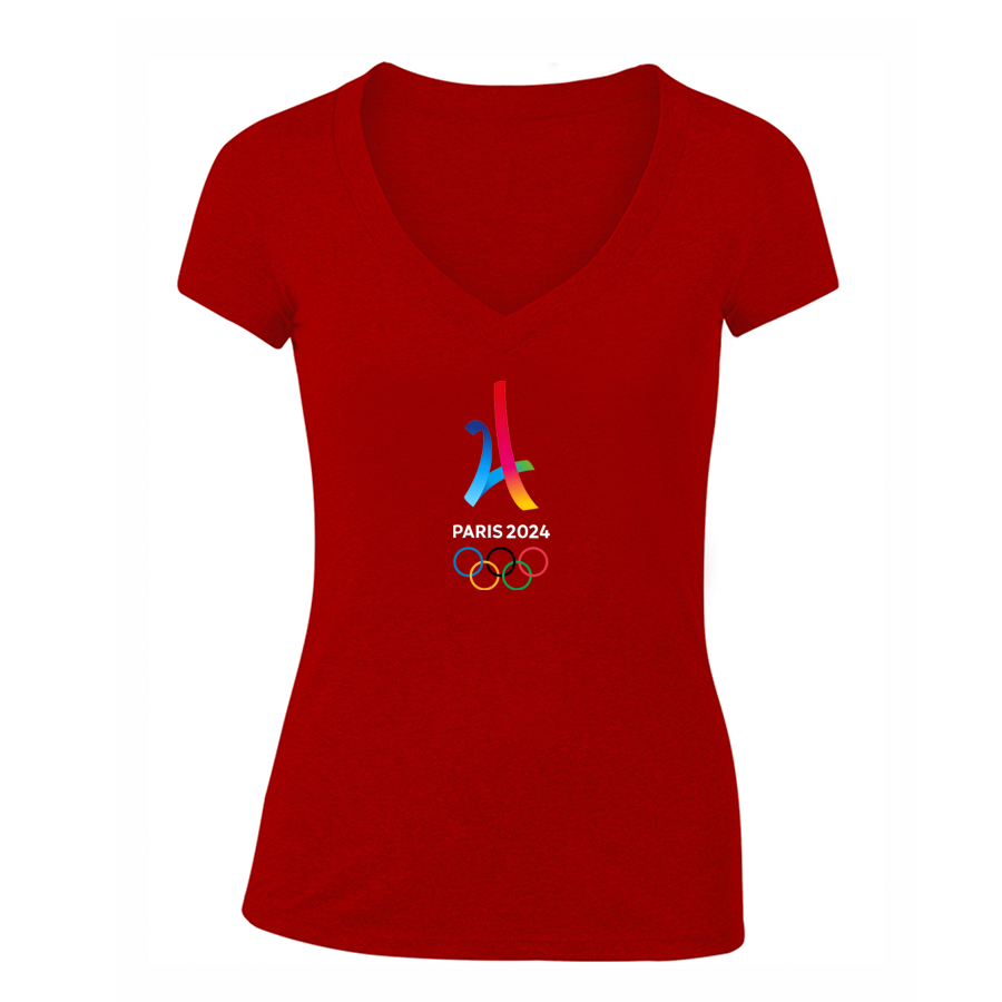 Women's Paris 2024 Olympics V Neck T-Shirt