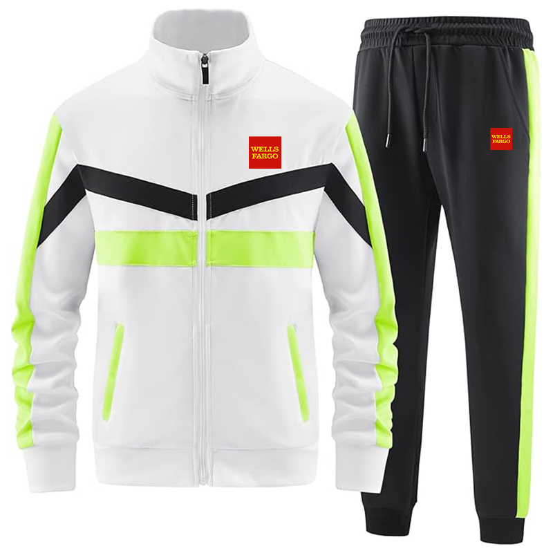 Men's Wells Fargo ANOTWENER Casual 2 Piece Tracksuit Sets Long Sleeve Full Zip Jacket and Sweatpants Sport Outfits Sweatsuits