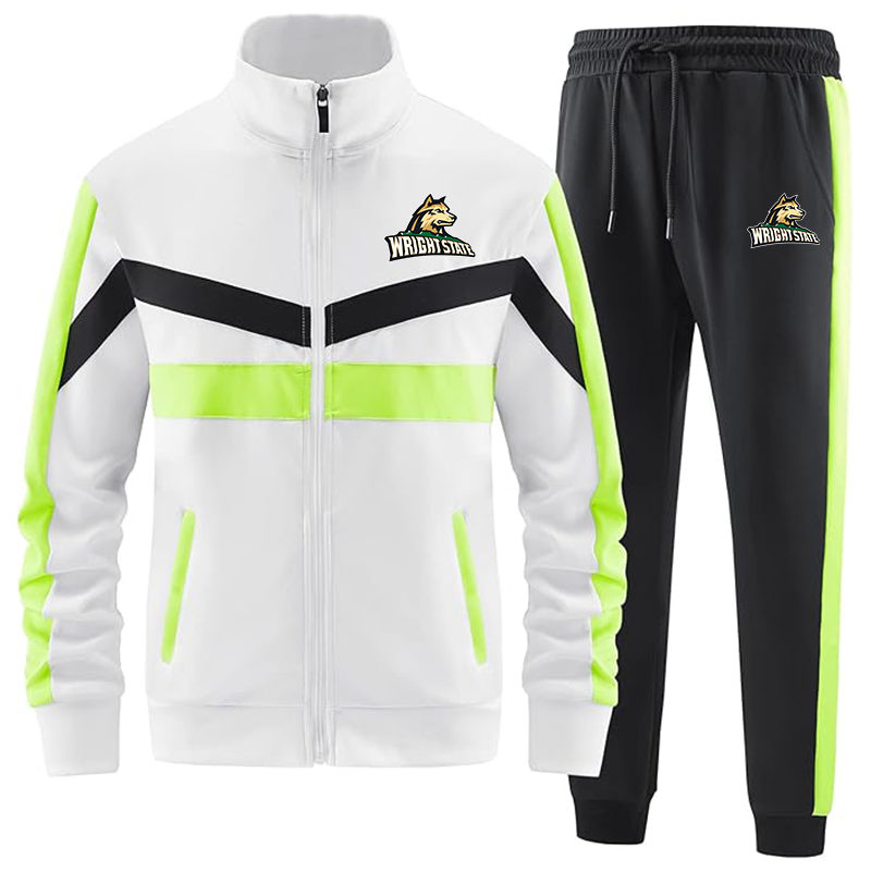 Men's Wright State Raiders ANOTWENER Casual 2 Piece Tracksuit Sets Long Sleeve Full Zip Jacket and Sweatpants Sport Outfits Sweatsuits